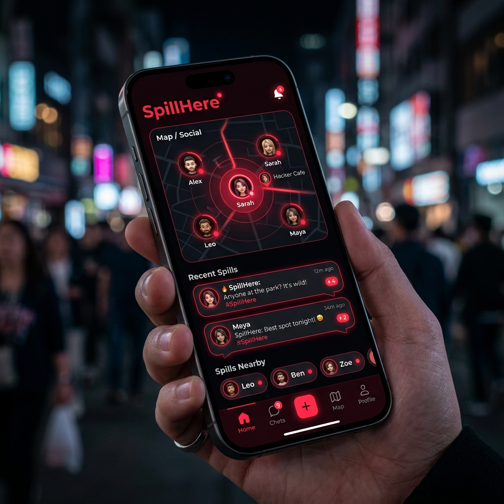 SpillHere App Mockup